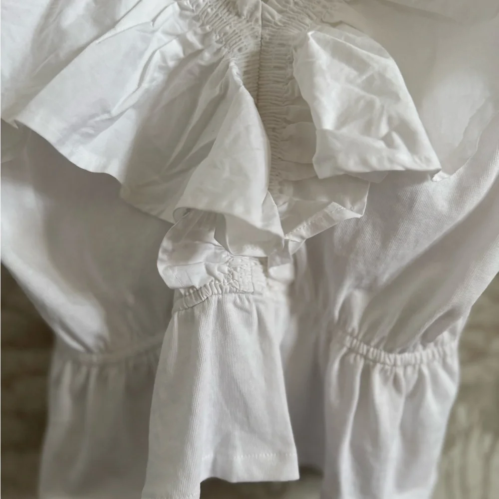 Zara White Off-Shoulder Ruffle Blouse, 100% cotton - Picture 3 of 9